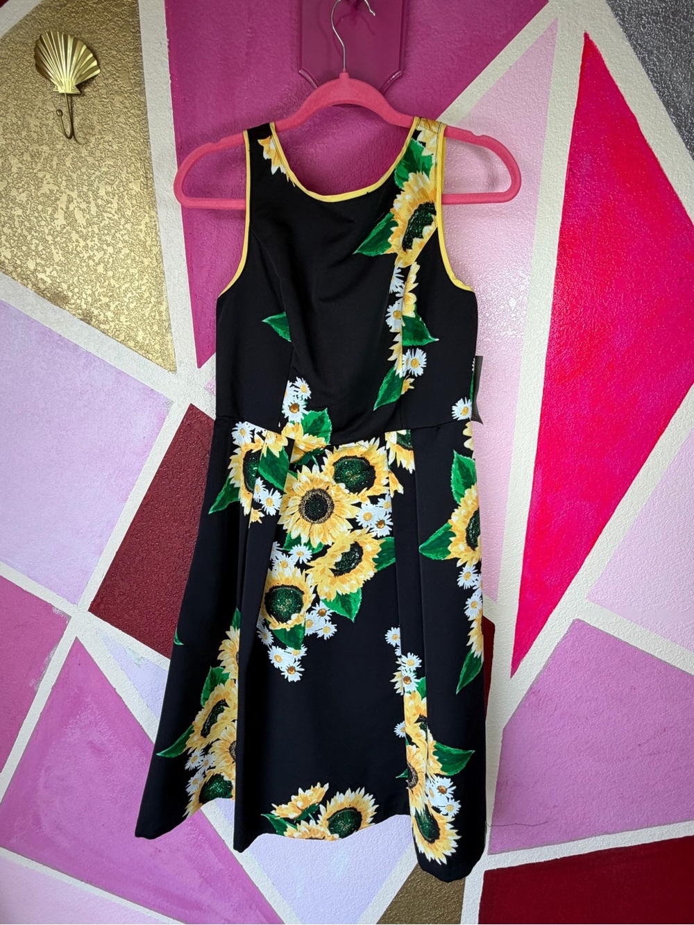 Eva Mendes NY&C Sunflower Daisy Print Fit & Flare Dress sz 6 NWT